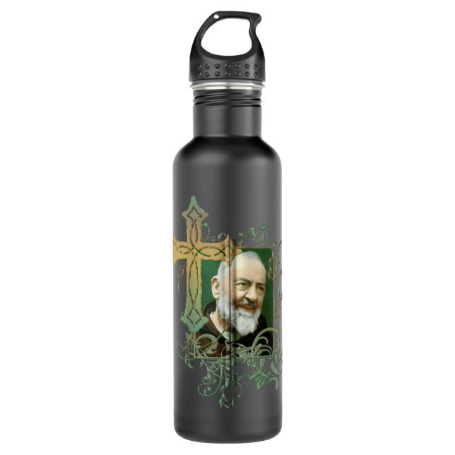 Bouteille D'eau Saint Padre Pio Prière Croix Catholicités Saint Sa (Devant)