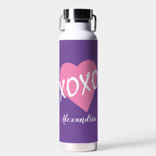 Bouteille D'eau Saint-Valentin Coeur rose embrasse Hugs XOXO Purpl