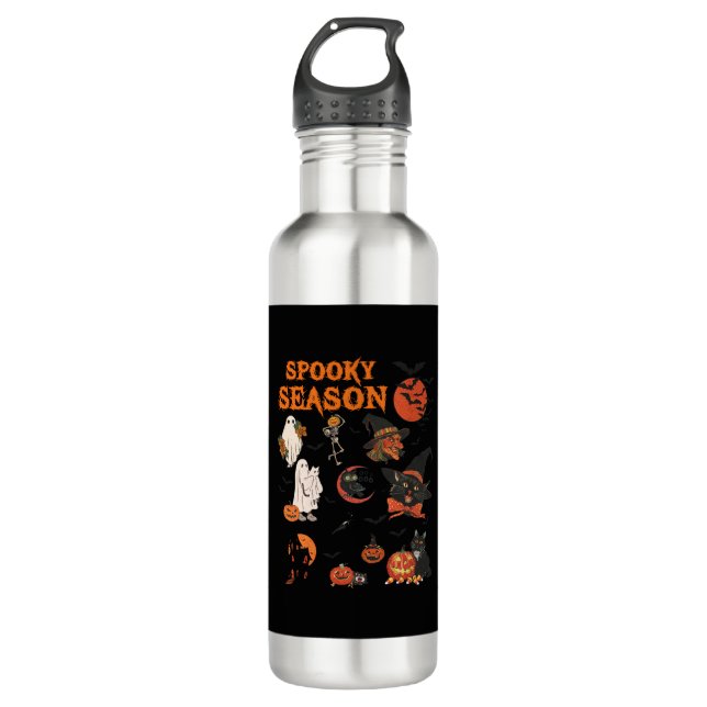 Bouteille D'eau Saison éffrayante Halloween Chat Noir Sorcière Fan (Devant)