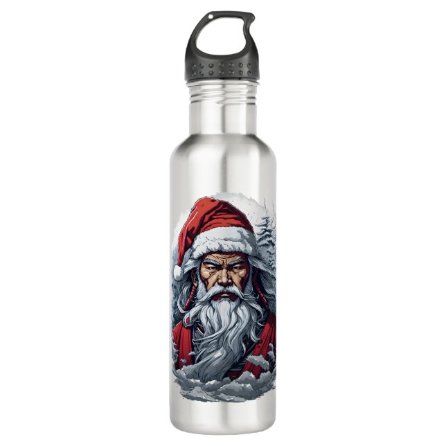 Bouteille D'eau Samurai Père Noël Warrior Christmas Art Cadeau (Devant)