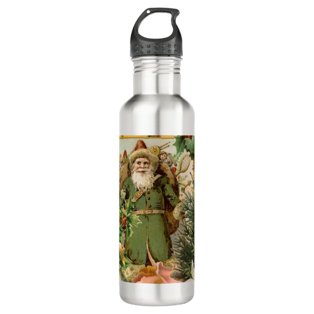 Bouteille D'eau Santa Claus Noël Antiquité Belle Art (Devant)
