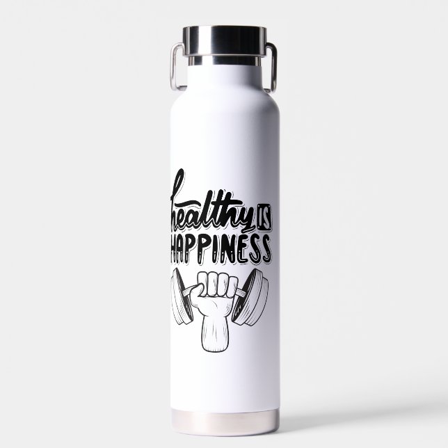 Bouteille D'eau santé est bonheur gym motivation design (Avant)