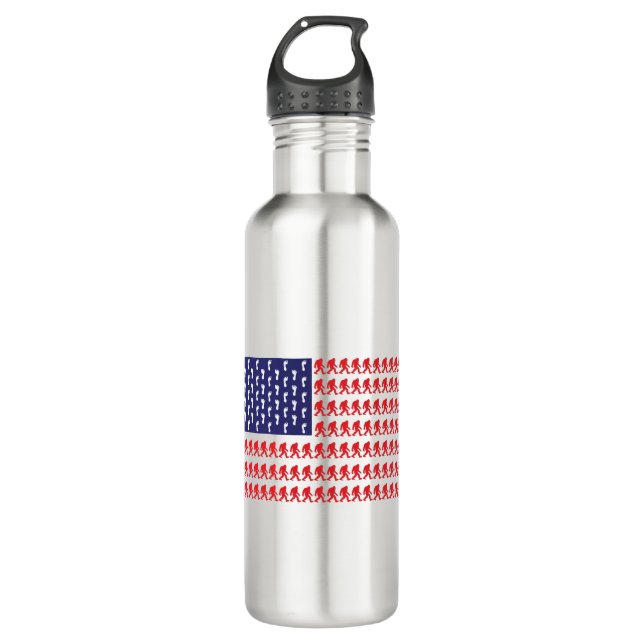 Bouteille D'eau Sasquatch patriotique (Devant)