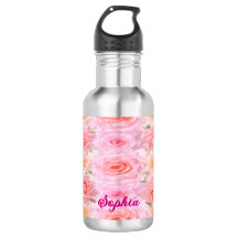 Satin Roses Personalized Water Bottle