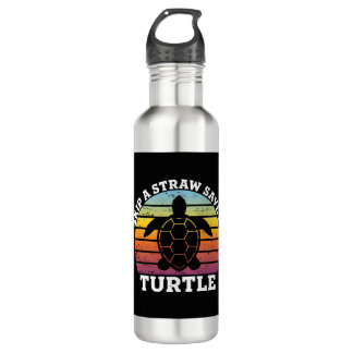 Bouteille D'eau Sauter une paille Sauver une tortue