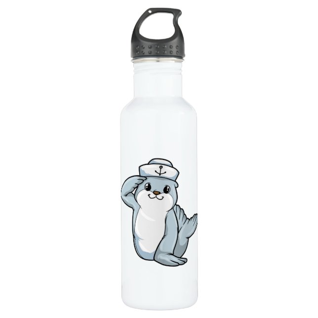 Bouteille D'eau Sceller comme marin avec casquette marin (Devant)