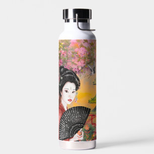Bouteille D'eau Scène Japonaise Avec Une Femme