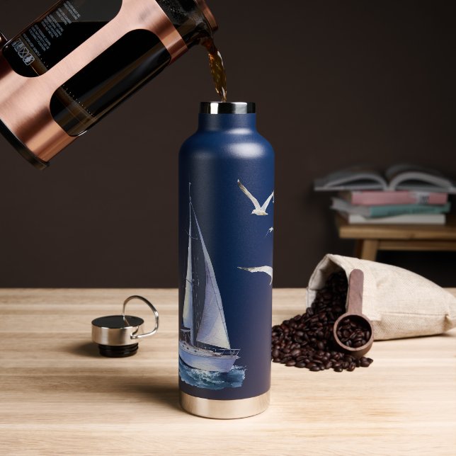Bouteille D'eau Scène nautique (Café)