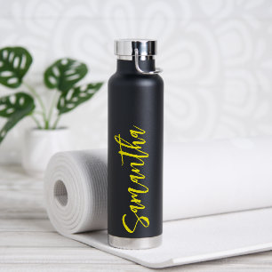 Bouteille D'eau Script personnalisé Votre nom Neon Yellow Party 53