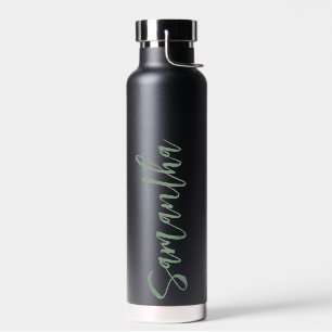 Bouteille D'eau Script personnalisé Votre nom Parti Sage vert