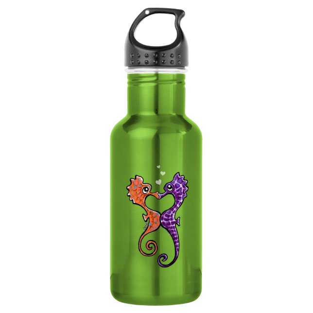 Bouteille D'eau Seahorse Kiss Off-Leash Art™ (Devant)
