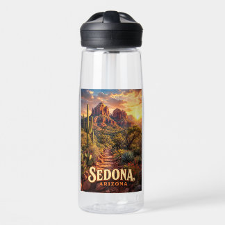 Bouteille D'eau Sedona Arizona Coucher de Soleil Roche Rouge Déser