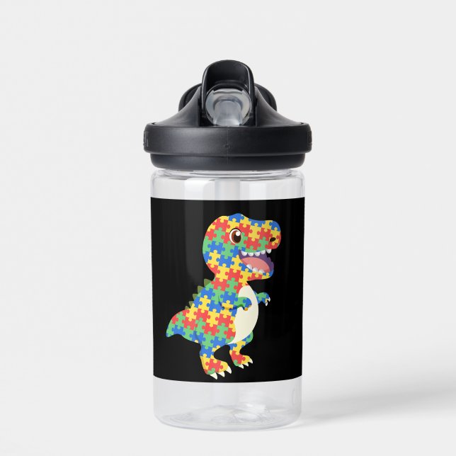 Bouteille D'eau Sensibilisation sur l'autisme Dinosaures (Avant)