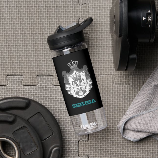 Bouteille D'eau Serbie Fitness & blason serbe / drapeau (Droite)