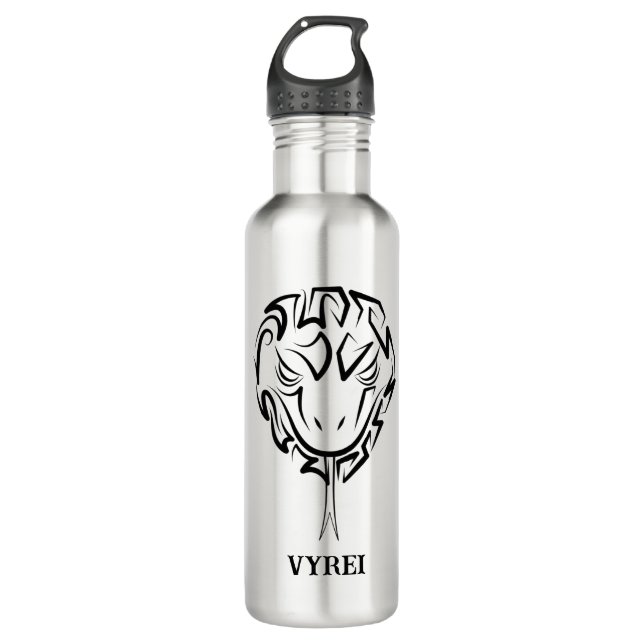 Bouteille D'eau Serpent tribal noir et blanc (Devant)