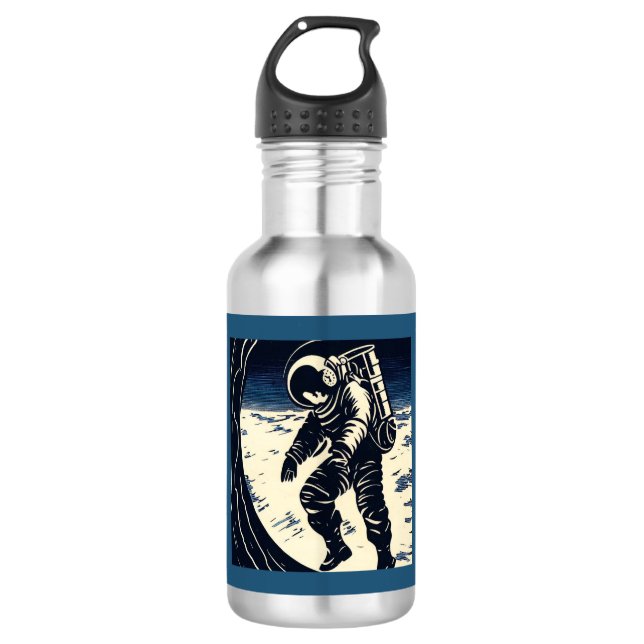 Bouteille D'eau SF - Astronaut sur Spacewalk Woodcut 3 (Devant)