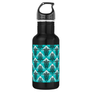 Bouteille D'eau Shamanic Tortues de mer Motif - cyan