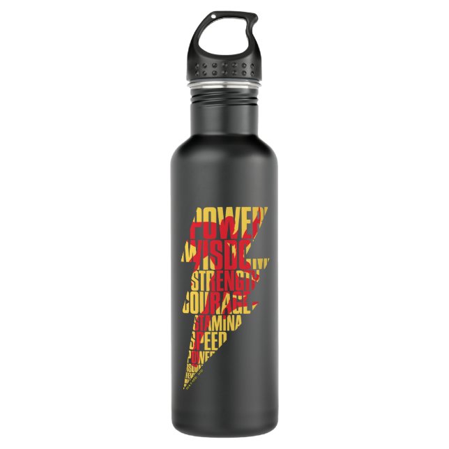Bouteille D'eau SHAZAM ! | Shazam Capacités Éclair Graphique (Devant)