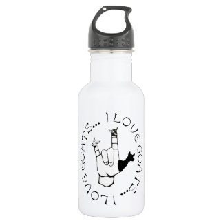 BOUTEILLE D'EAU SIGNE ASL J'AIME LES CHÈVRES !