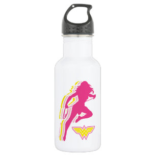 Bouteille D'eau Silhouette à couche rose jaune de Wonder Woman