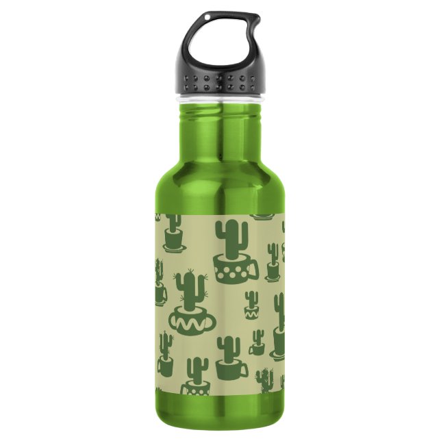 Bouteille D'eau Silhouette de cactus succulent en tasses et pots (Devant)