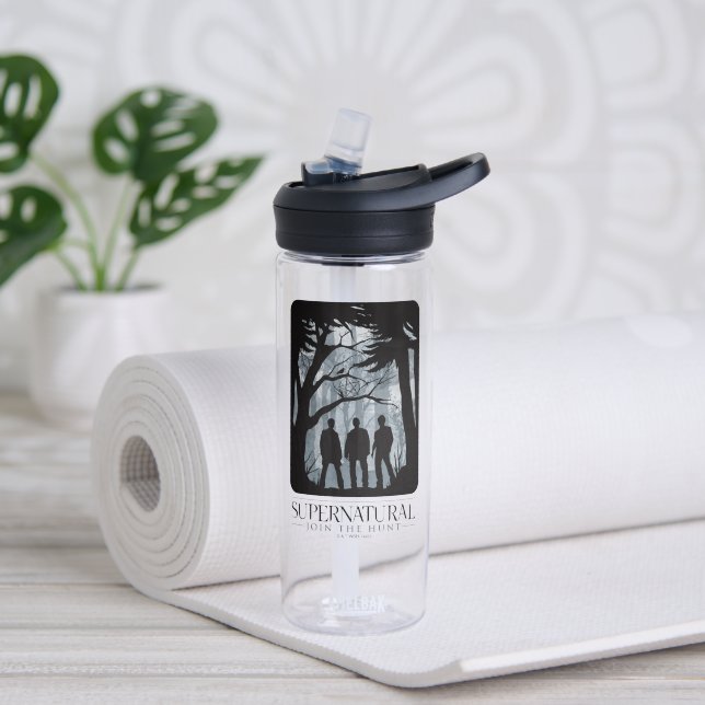 Bouteille D'eau Silhouette de la forêt surnaturelle (Yoga)