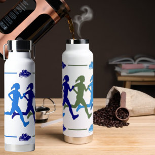 Bouteille D'eau Silhouettes bleues bleues et vertes pour les femme