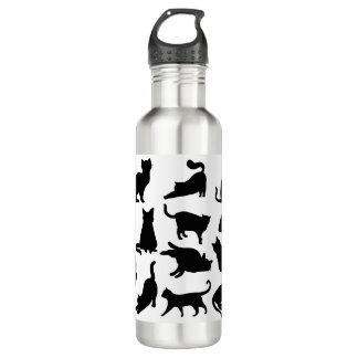 Bouteille D'eau Silhouettes de chats noirs et blancs