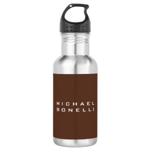 Bouteille D'eau Simple Brown minimaliste moderne Votre nom