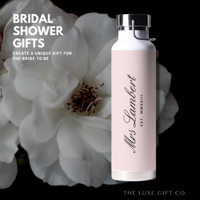 Bouteille D'eau Simple Élégant Joli Rose Pâle Cadeau Future Mariée (Créateur téléchargé)