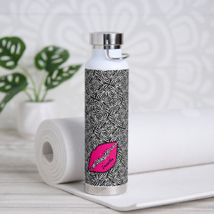Bouteille D'eau Simple Zèbre avec lèvres roses Personnalisé