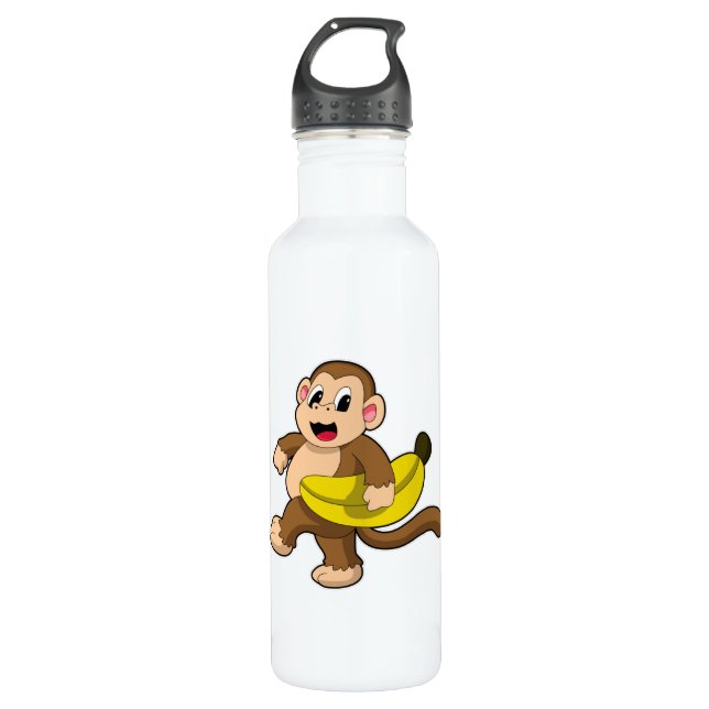 Bouteille D'eau Singe à la course avec banane (Devant)
