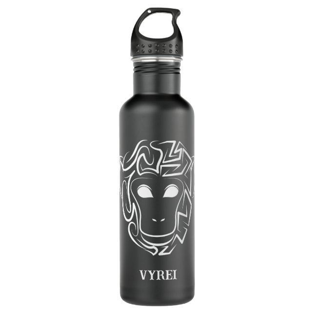 Bouteille D'eau Singe tribal noir et blanc (Devant)