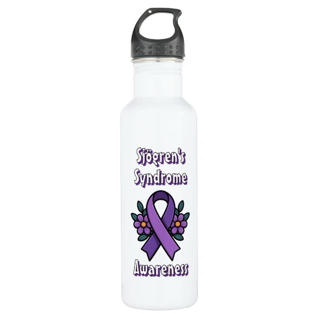 Bouteille D'eau Sjögren's Awareness | Purple Ribbon (Devant)