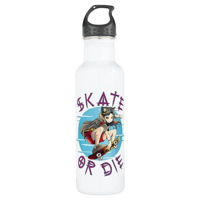 Bouteille D'eau Skate or die Skateuse (Devant)