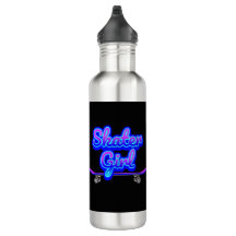 Skater Girl Blue Mauve Graffiti Glow Skateboard