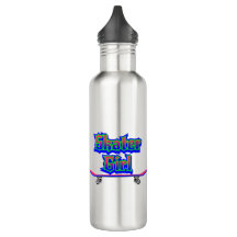 Skater Girl Blue Pink Graffiti Glow Skateboard