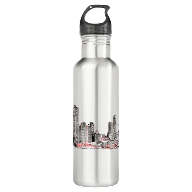 Bouteille D'eau Skyline de Chicago (Devant)