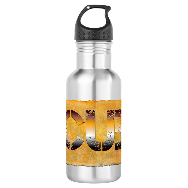 Bouteille D'eau SlipperyJoe's petit ours mot orange-brun pro (Devant)