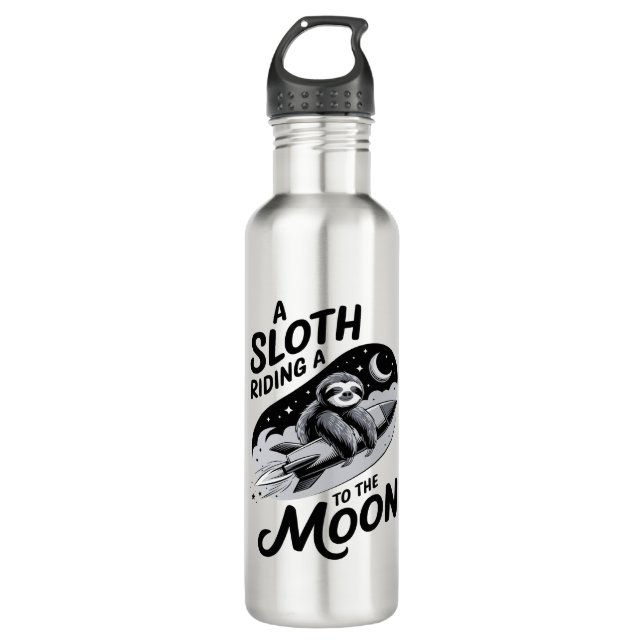 Bouteille D'eau Sloth Riding a Rocket to the Moon (Devant)