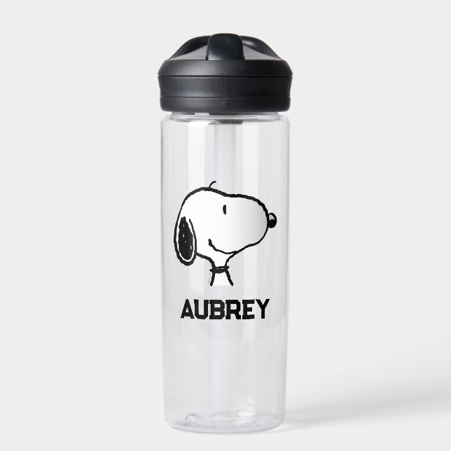 Bouteille D'eau Snoopy Smile Giggle Laugh | Ajouter Votre Nom (Extérieur)