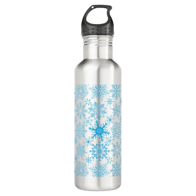 Bouteille D'eau Snowflake bleu motif (Devant)