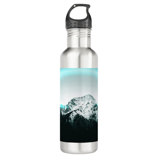 Bouteille D'eau Snowy mountain mysterious blue neon light (Devant)