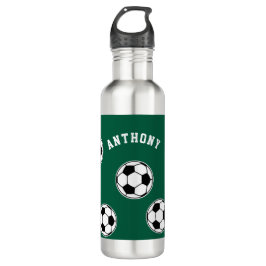 Bouteille D'eau Soccer Green Personalised Kids Back to School