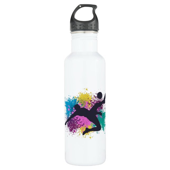 Bouteille D'eau Soccer Grungy Couleur Splashes (Devant)