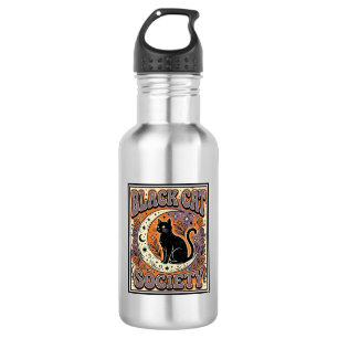 Bouteille D'eau Société du chat noir Chat noir Art vectoriel vinta