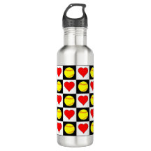 Softball Checker Motif Softball et Hearts Sport