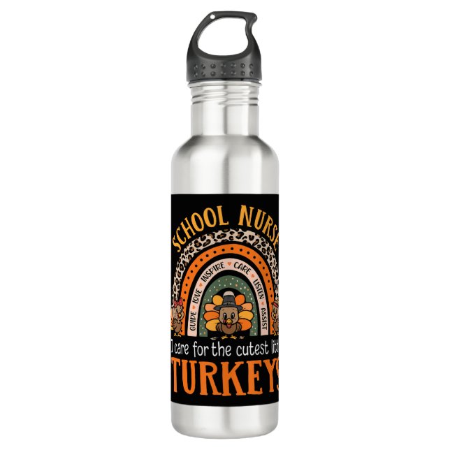 Bouteille D'eau Soins Thanksgiving Pour L'Infirmière Scolaire Cute (Devant)
