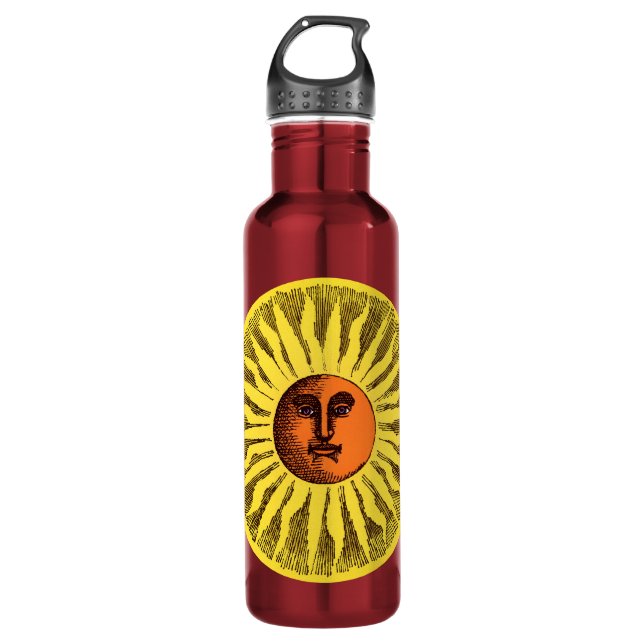 Bouteille D'eau Soleil Hippie Heureux Souriant Jaune Céleste Vinta (Devant)