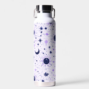 Bouteille D'eau Soleil Lune Étoiles Noir et Violet Céleste